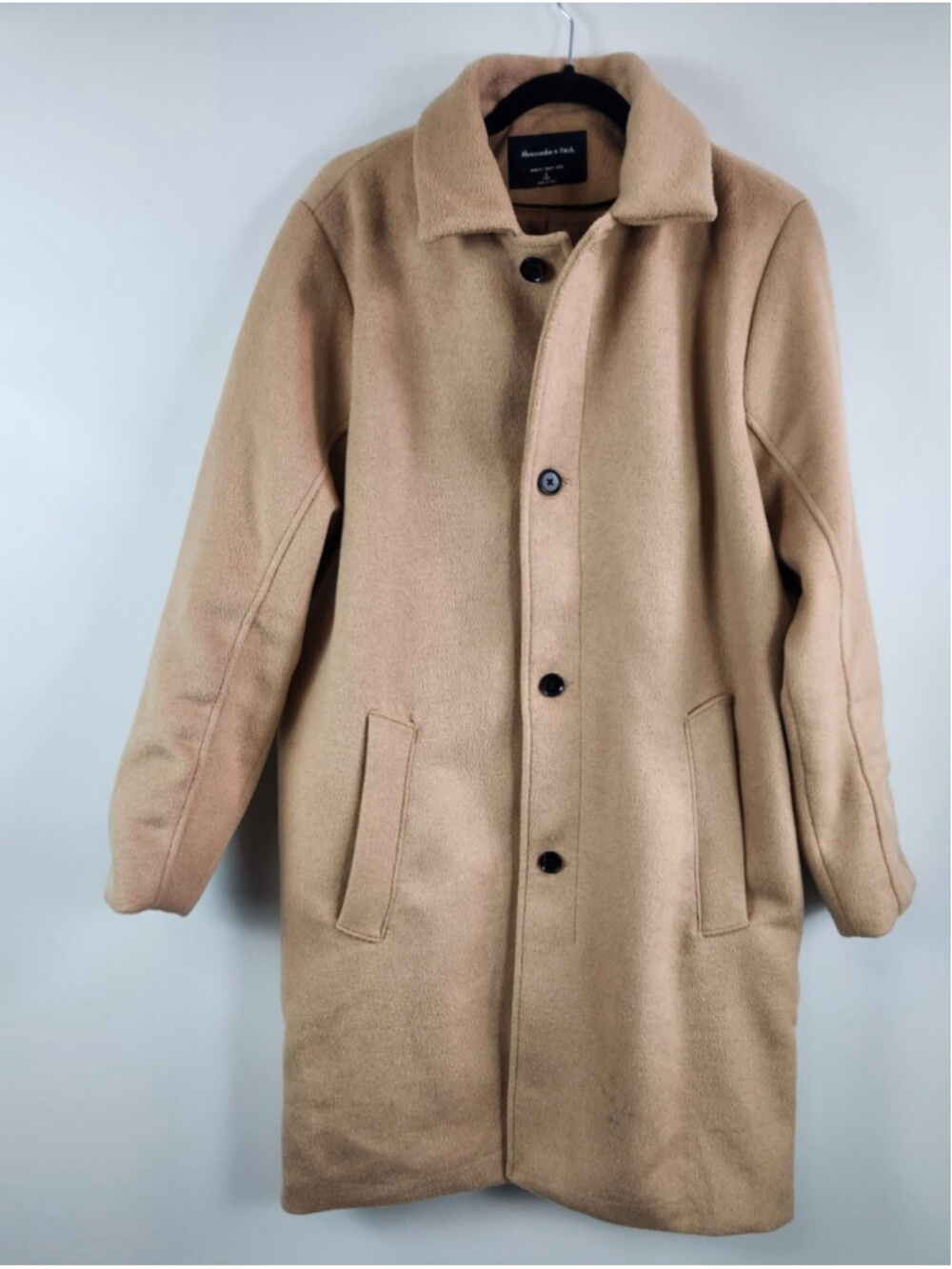 Abercrombie & Fitch Men's Size Large Tall Tan Wool Blend Work Coat Professional - Picture 2 of 16